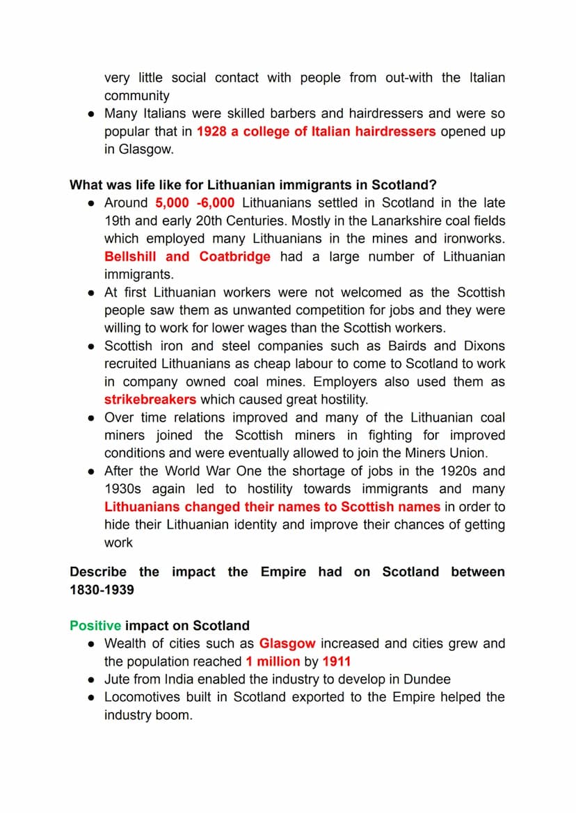 National 5 History Revision Notes
Migration and Empire 1830 - 1939
Migration and Empire 1830-1939
A Describe the contribution of Irish immig