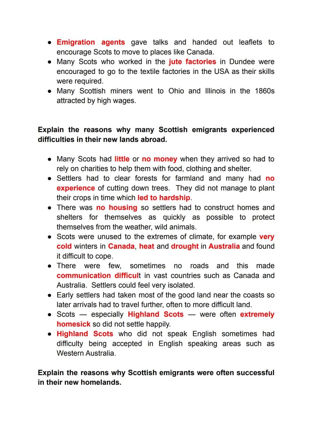National 5 History Revision Notes
Migration and Empire 1830 - 1939
Migration and Empire 1830-1939
A Describe the contribution of Irish immig