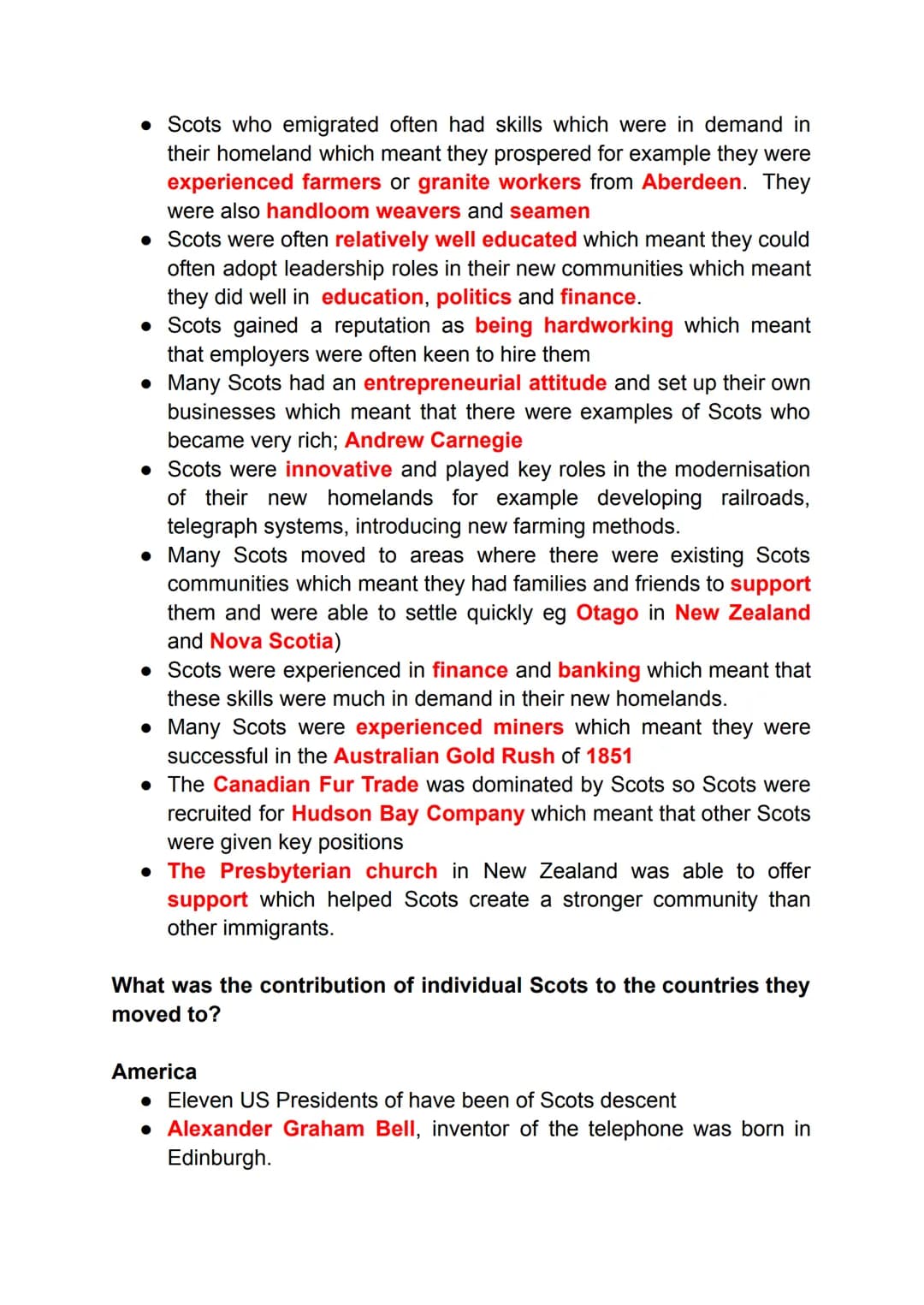 National 5 History Revision Notes
Migration and Empire 1830 - 1939
Migration and Empire 1830-1939
A Describe the contribution of Irish immig