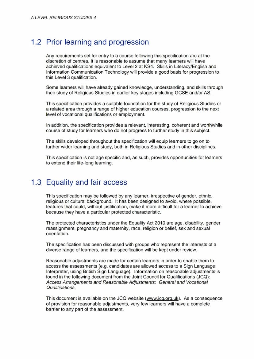 GCE A LEVEL
SPECIFICATION
WJEC Eduqas GCE A LEVEL in
RELIGIOUS STUDIES
ACCREDITED BY OFQUAL
Teaching from 2016 For
award from 2018
Version 5