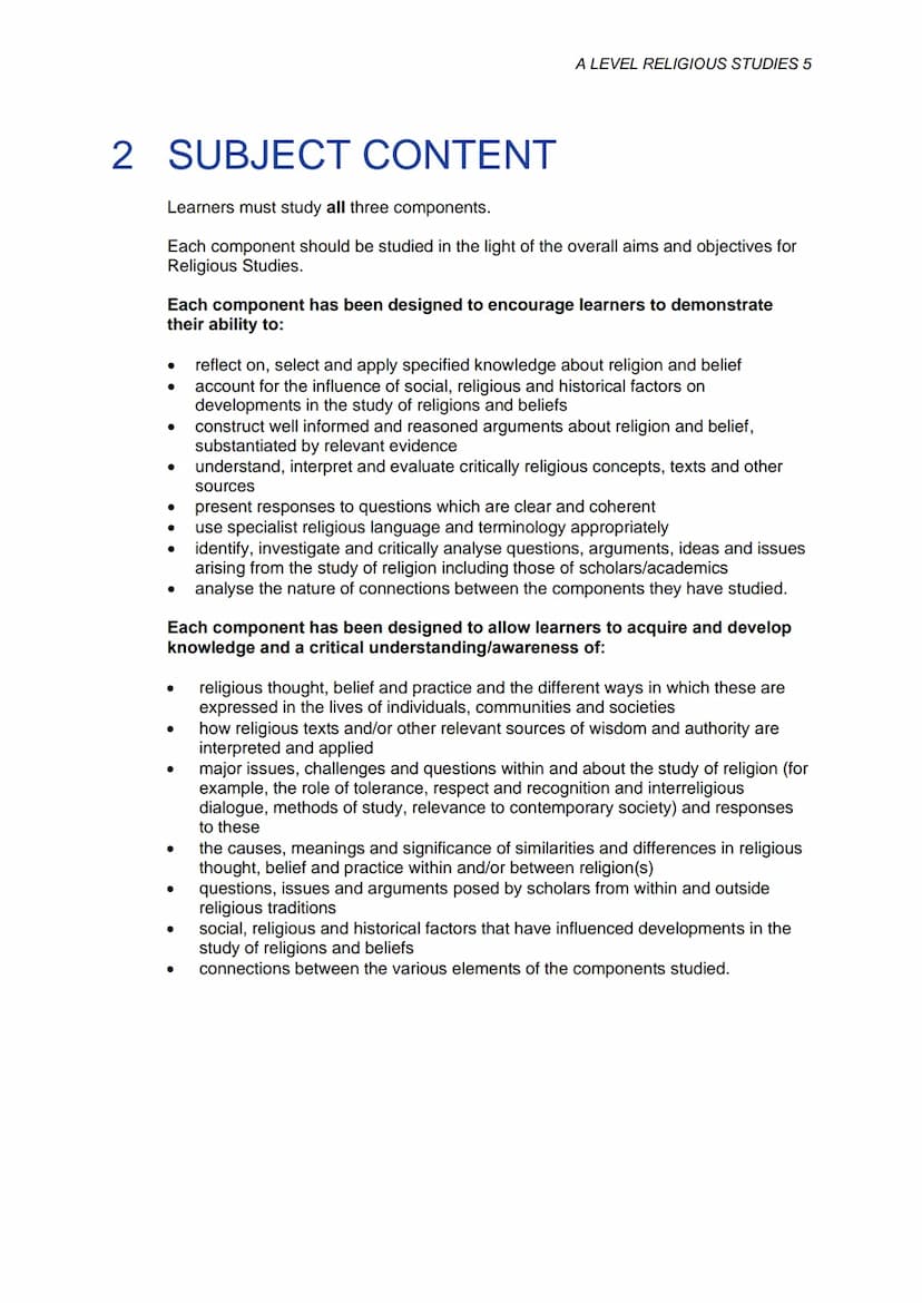 GCE A LEVEL
SPECIFICATION
WJEC Eduqas GCE A LEVEL in
RELIGIOUS STUDIES
ACCREDITED BY OFQUAL
Teaching from 2016 For
award from 2018
Version 5