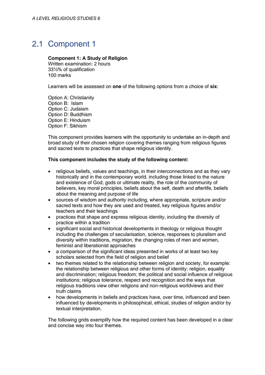 GCE A LEVEL
SPECIFICATION
WJEC Eduqas GCE A LEVEL in
RELIGIOUS STUDIES
ACCREDITED BY OFQUAL
Teaching from 2016 For
award from 2018
Version 5
