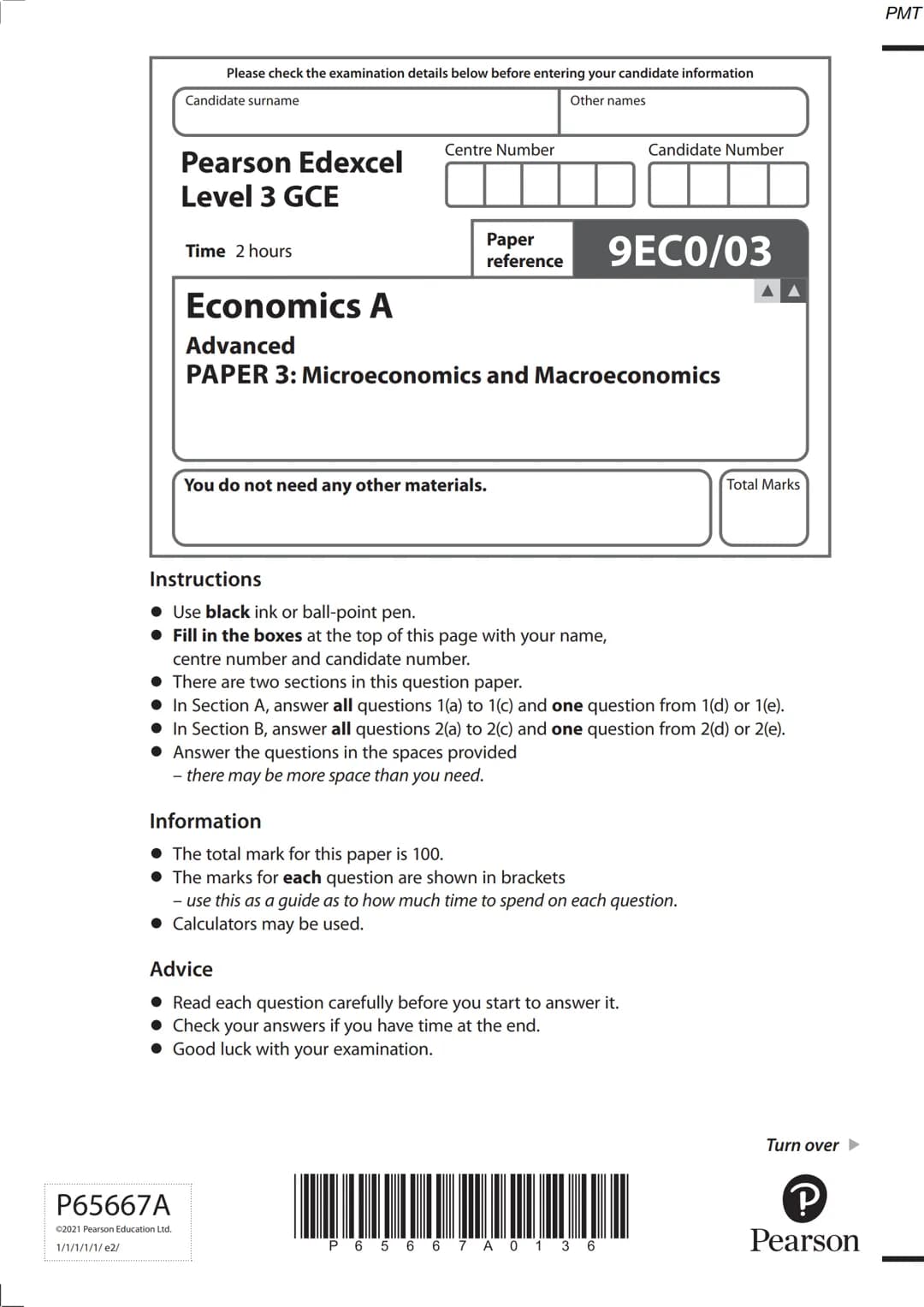 Please check the examination details below before entering your candidate information
Candidate surname
Other names
Pearson Edexcel
Level 3 