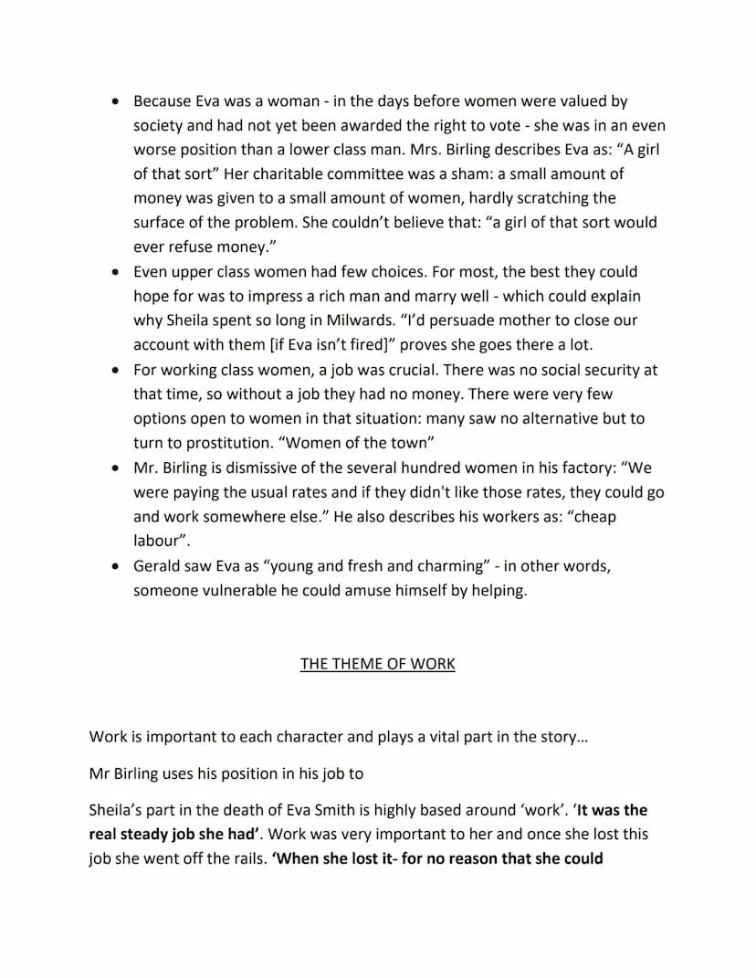 An Inspector Calls Key Quotations
Role of women/Women's rights
⇒ At this time women couldn't vote.
⇒ Mr Birling uses women as cheap labour: 