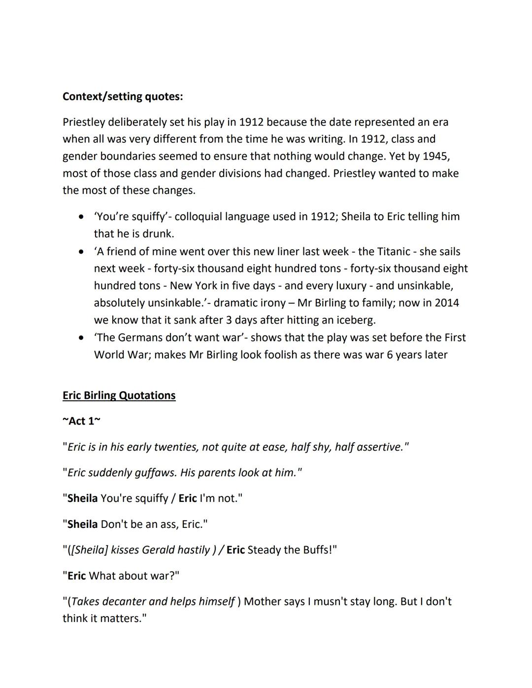 Simply explained: Understanding Gender in An Inspector Calls: Quotes