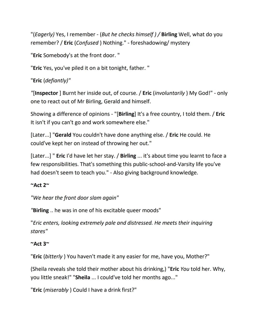 An Inspector Calls Key Quotations
Role of women/Women's rights
⇒ At this time women couldn't vote.
⇒ Mr Birling uses women as cheap labour: 