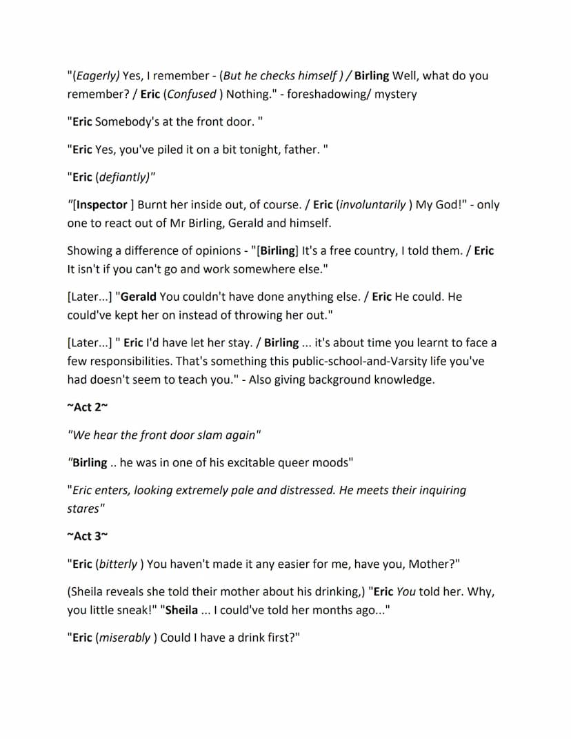 An Inspector Calls Key Quotations
Role of women/Women's rights
⇒ At this time women couldn't vote.
⇒ Mr Birling uses women as cheap labour: 