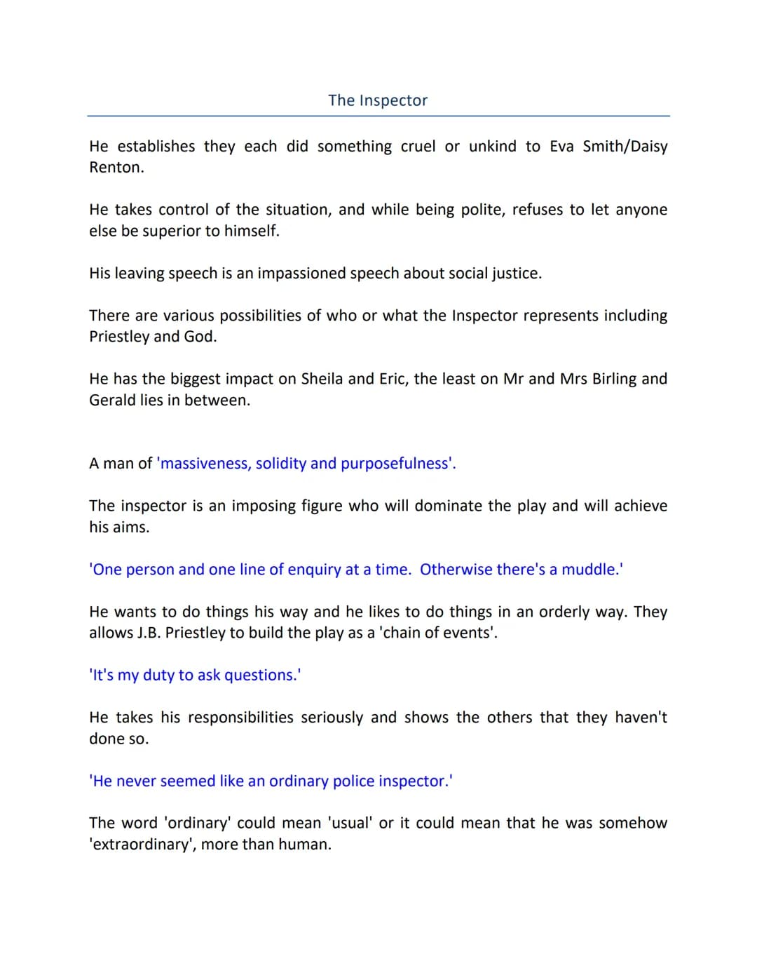 An Inspector Calls Key Quotations
Role of women/Women's rights
⇒ At this time women couldn't vote.
⇒ Mr Birling uses women as cheap labour: 