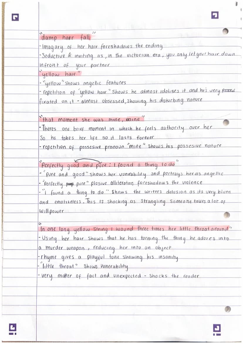 !G
POETRY - Porphyria's Lover
SUMMARY
who wants to keep his lover forever - so he kills
A disturbed man.
her. He sits with her dead body.
wh
