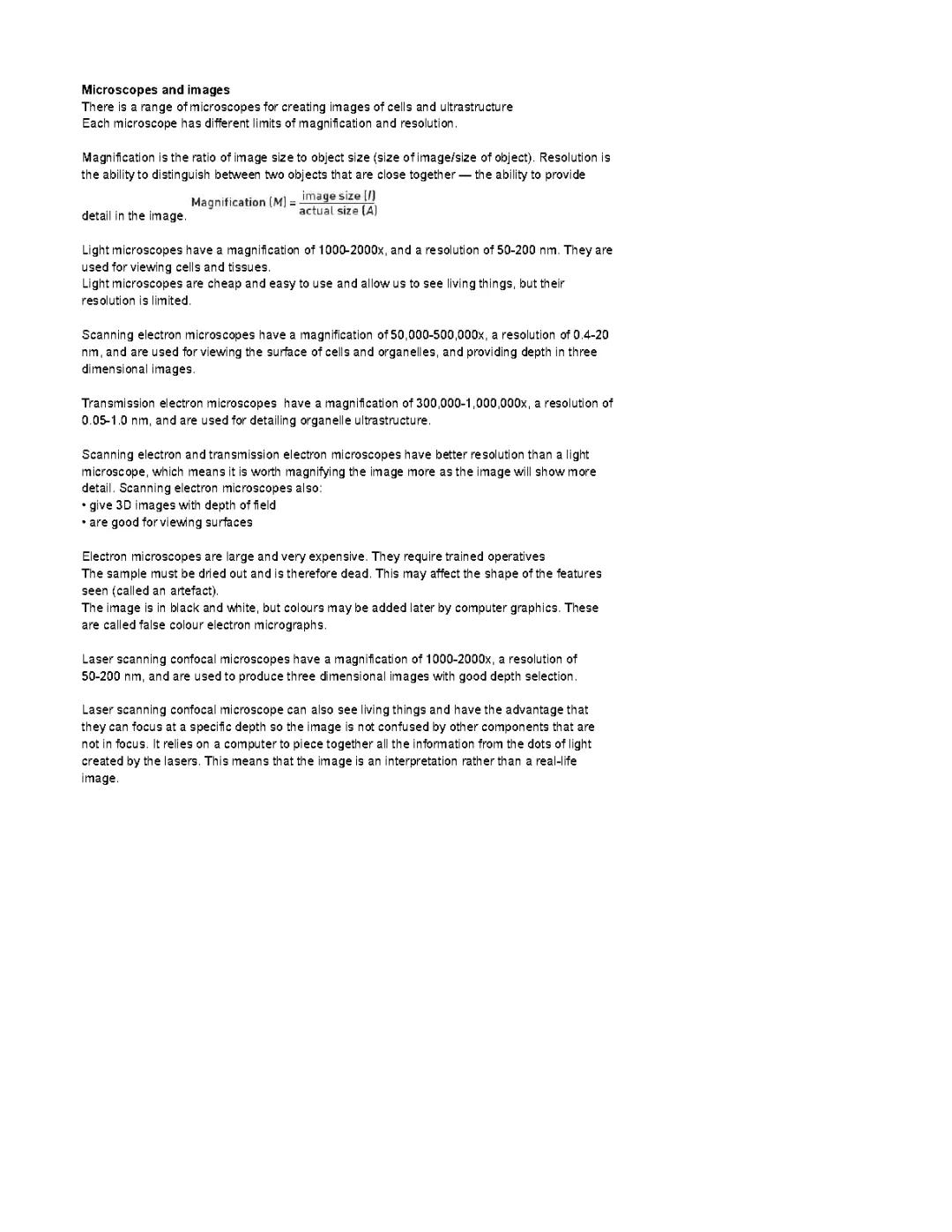 2.1.1 OCR A LEVEL BIOLOGY. Microscopes and more
