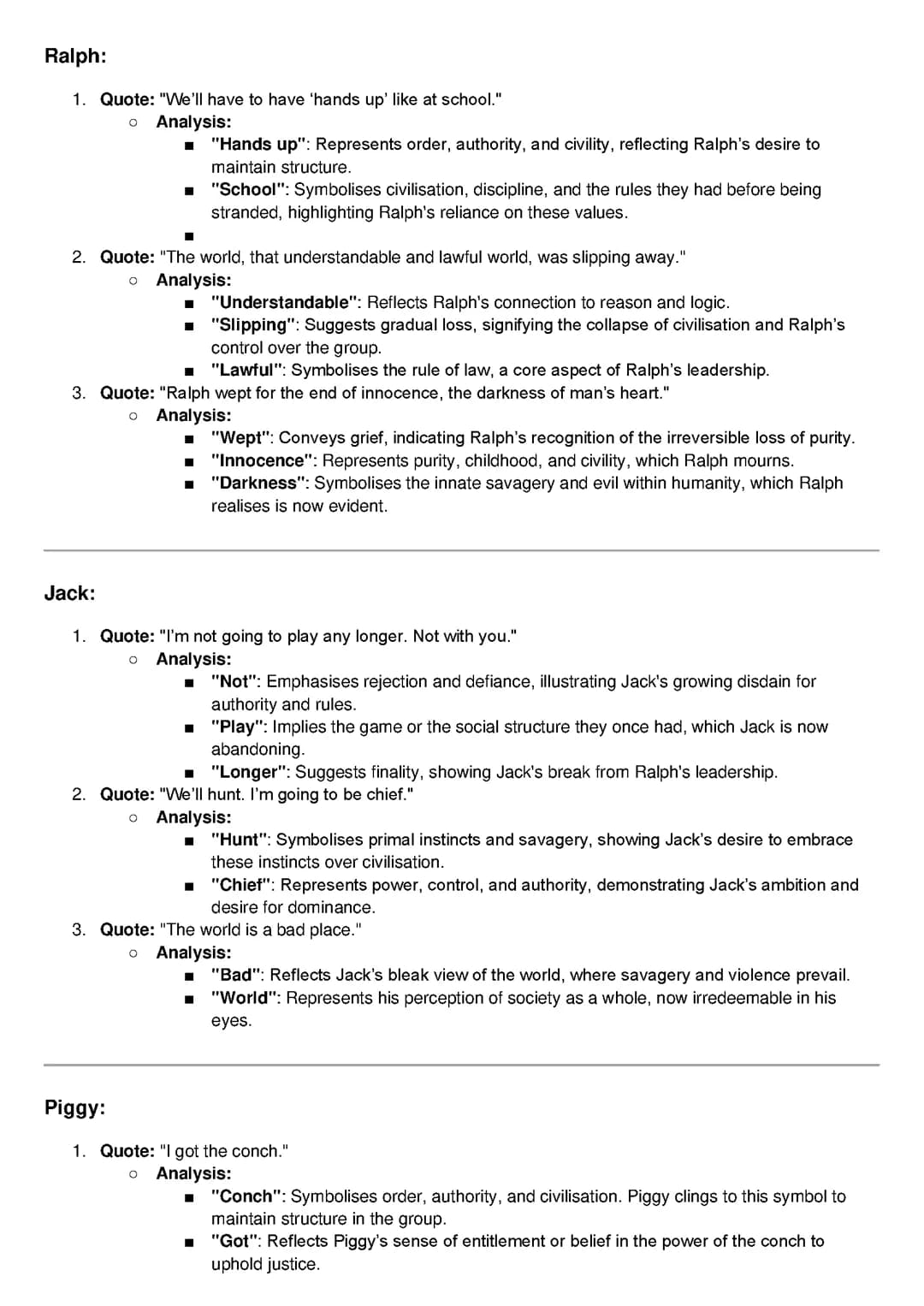 lord of the flies key quote analysis