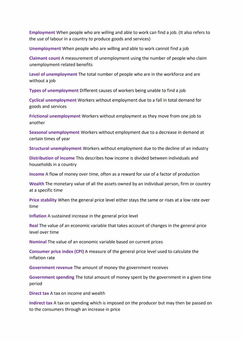 Economics Key Definitions:
Consumer A person or organisation that directly uses a good or service
Producer A person, company or country that