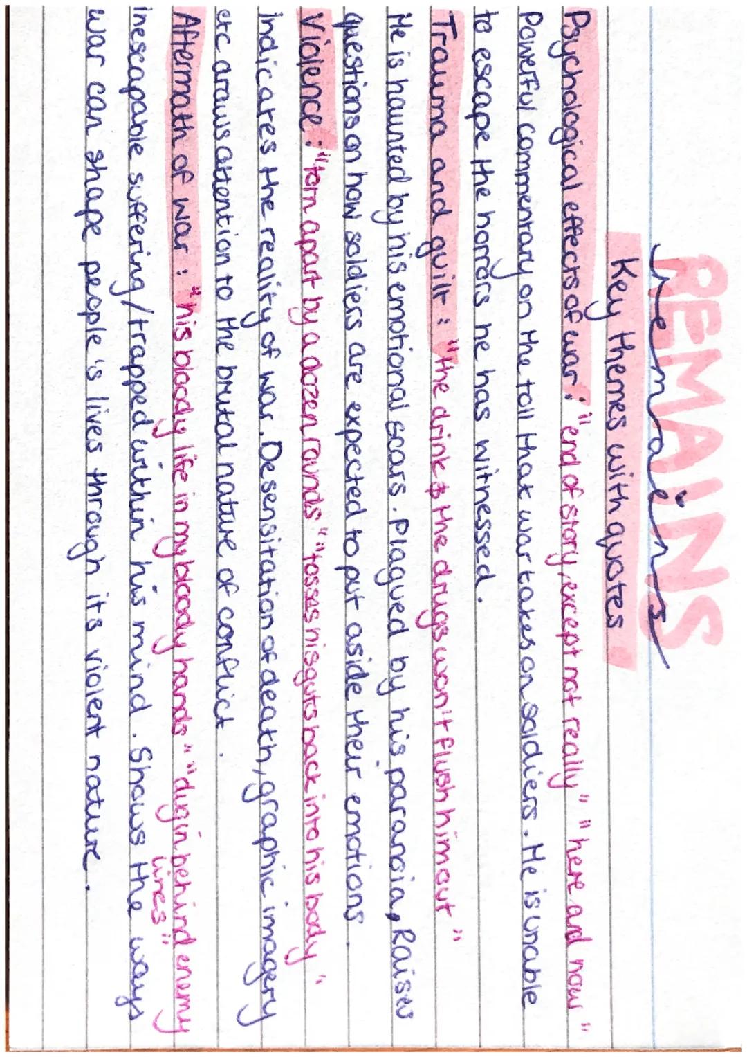 REMAINS
Context: Written by Simon Armitage. Based on Channel 4 documentary
"The Not Dead " and inspired by someone who served in Barsa. The 