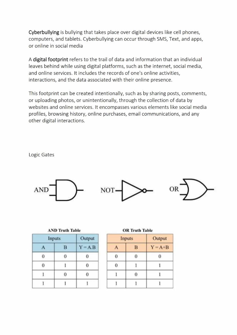 binary
Revision Sheet
A number system that uses Os and 1s to represent codes and
data. The binary system is the foundation on which digital
