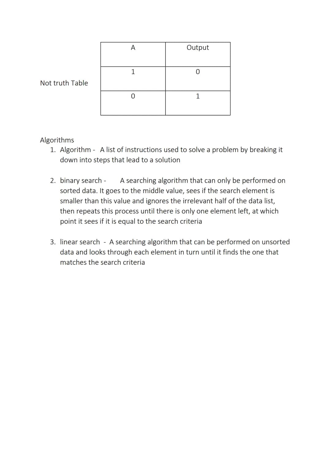 binary
Revision Sheet
A number system that uses Os and 1s to represent codes and
data. The binary system is the foundation on which digital
