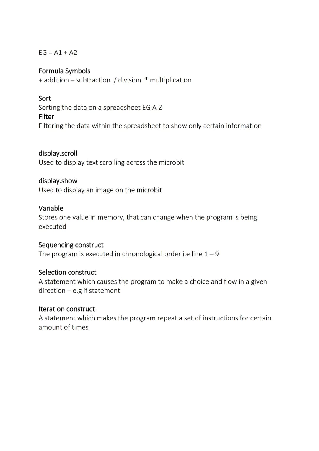 binary
Revision Sheet
A number system that uses Os and 1s to represent codes and
data. The binary system is the foundation on which digital
