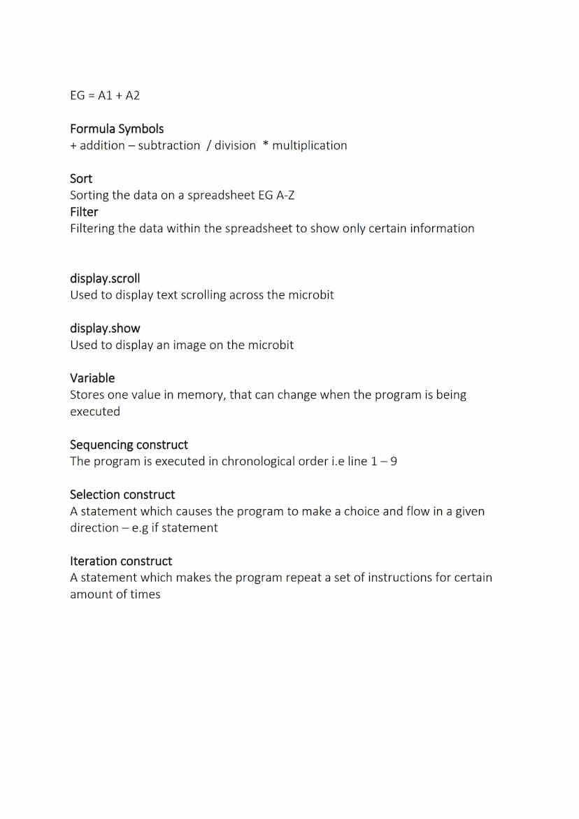 binary
Revision Sheet
A number system that uses Os and 1s to represent codes and
data. The binary system is the foundation on which digital
