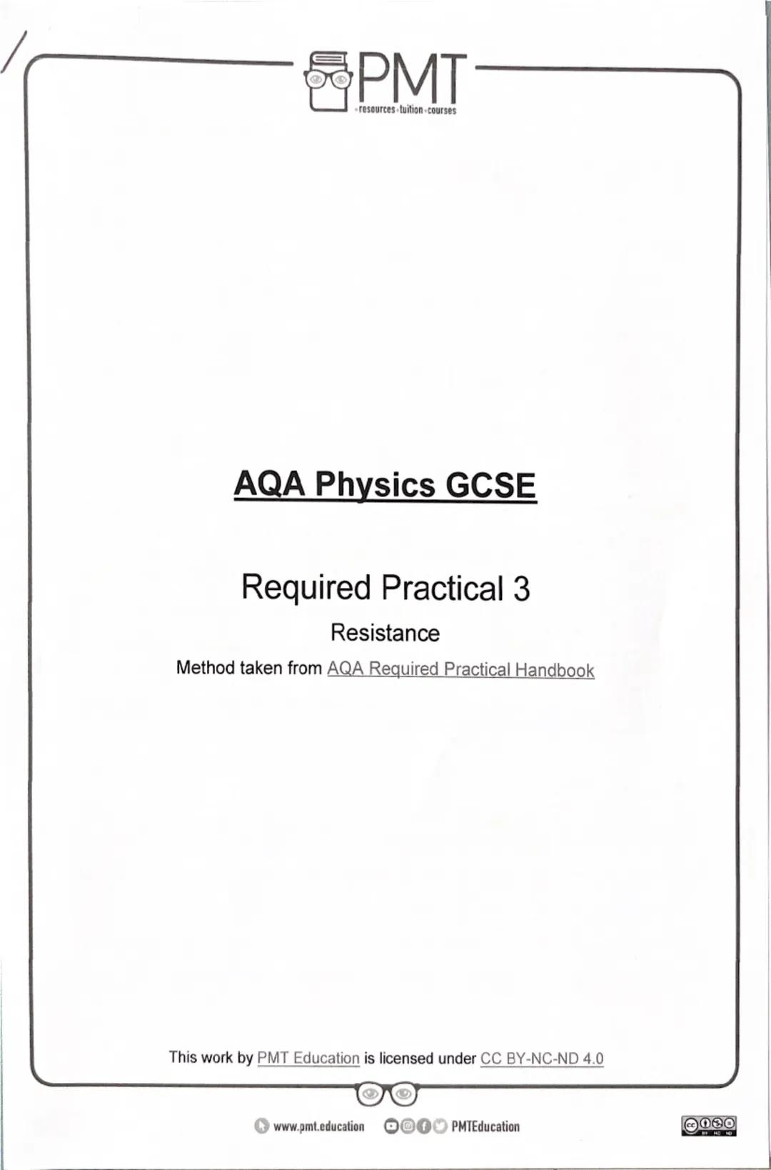 PMT
resources-tuition-courses
AQA Physics GCSE
Required Practical 1
Specific Heat Capacity
Method taken from AQA Required Practical Handbook