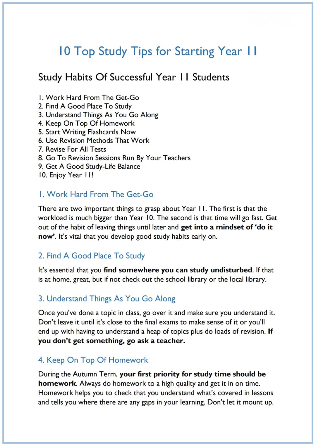 10 Top Study Tips for Starting Year II
Study Habits Of Successful Year || Students
1. Work Hard From The Get-Go
2. Find A Good Place To Stud
