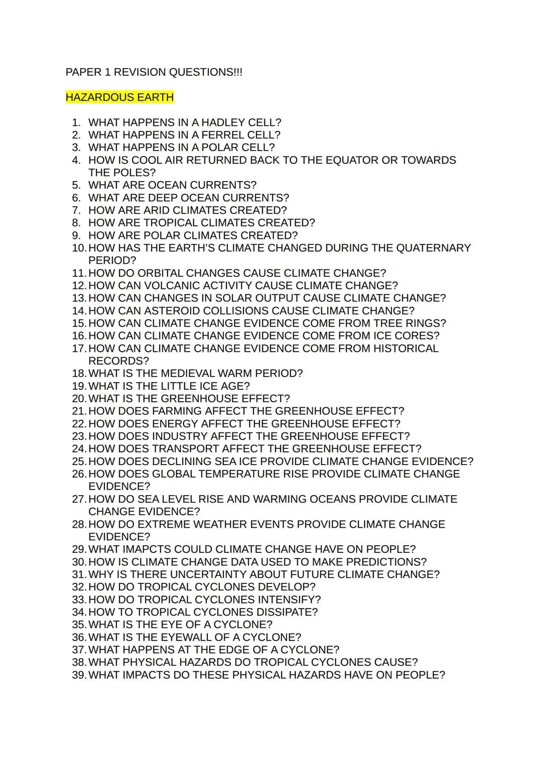 geography edexcel b paper 1 revision questions