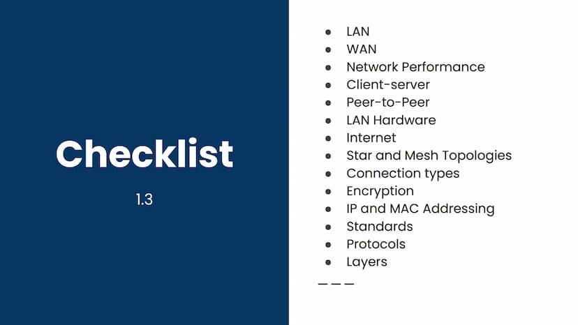 
<p>The OCR GCSE Computer Science 1.3 topic covers networks, connections, and protocols. This includes LAN, WAN, network performance, client