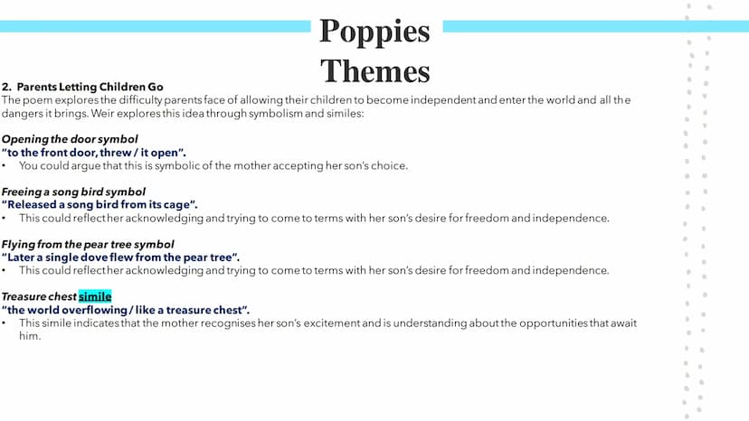 Poppies
Poetry GCSES Poppies
Jane Weir wrote Poppies as a dramatic monologue, which is a form of poetry where an
imagined speaker addresses 