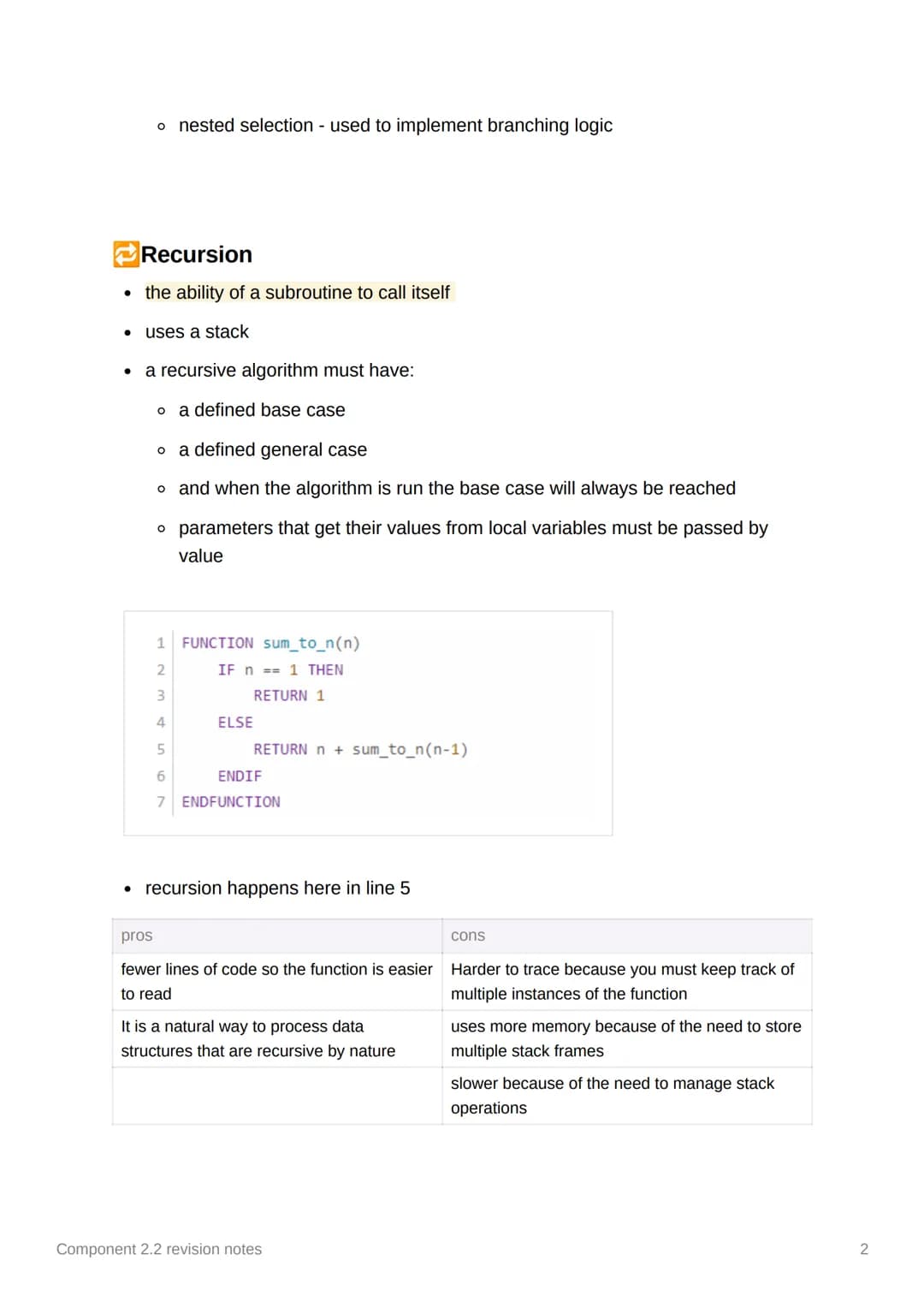Component 2.2 revision notes
2
? Programming constructs
• sequence - when a set of program instructions are written one after another and
co