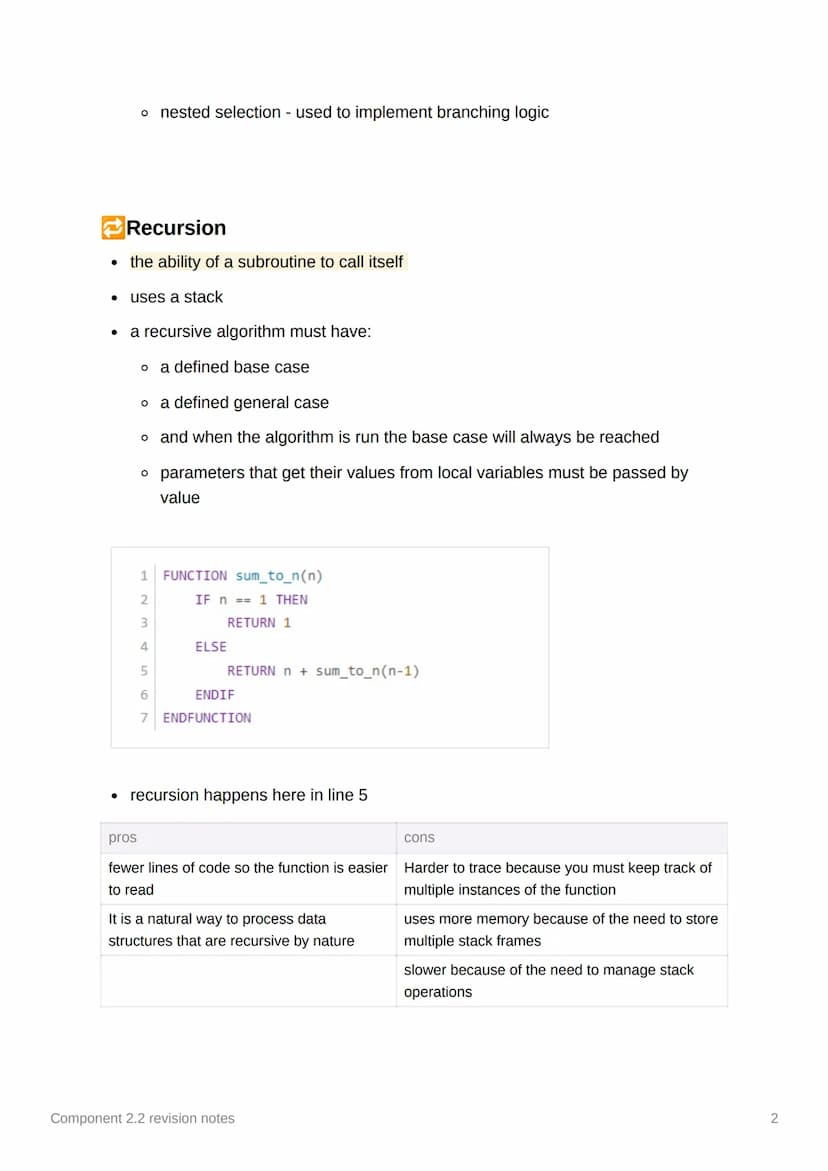 Component 2.2 revision notes
2
? Programming constructs
• sequence - when a set of program instructions are written one after another and
co