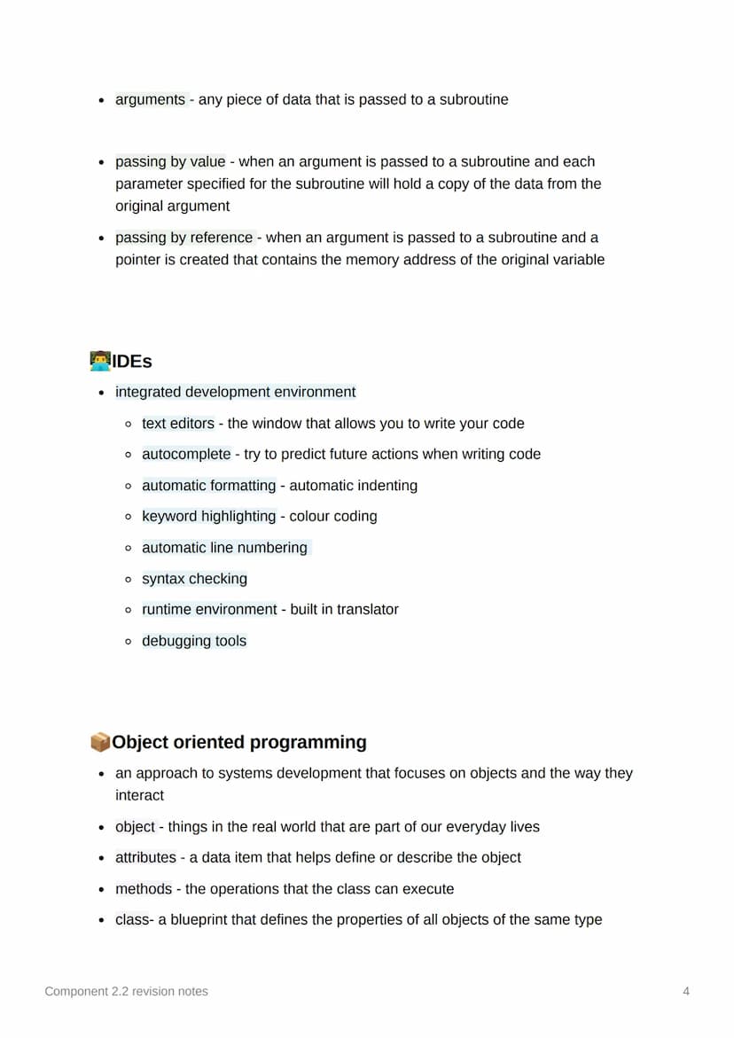 Component 2.2 revision notes
2
? Programming constructs
• sequence - when a set of program instructions are written one after another and
co