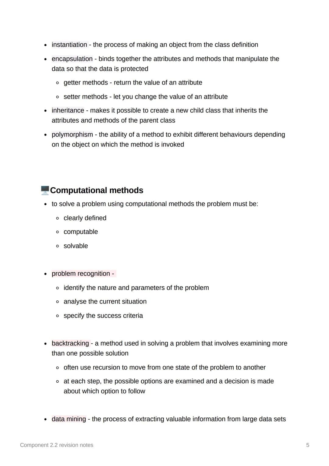 Component 2.2 revision notes
2
? Programming constructs
• sequence - when a set of program instructions are written one after another and
co