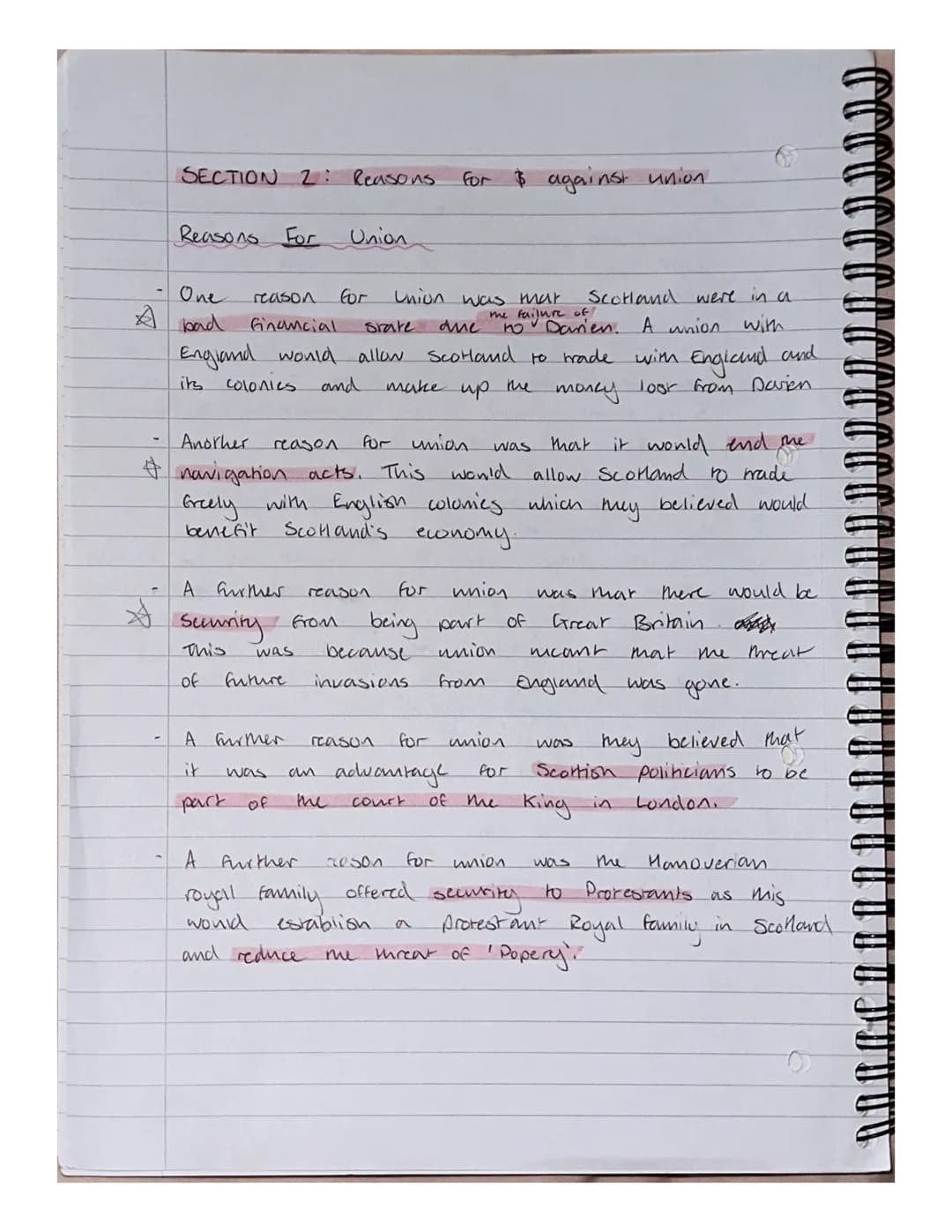 SECTION 2: Reasons
Reasons For
One
A pad
colonies
A further.
Union
reason
Ginancial
State
due
England would allow Scotland to trade with Eng