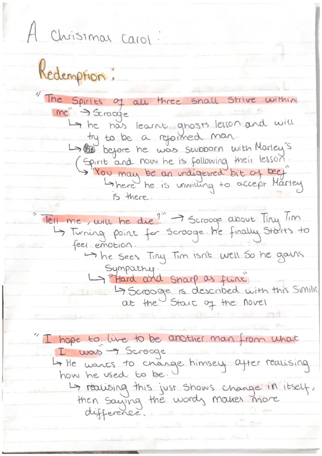 A Christmas carol quotes with their themes