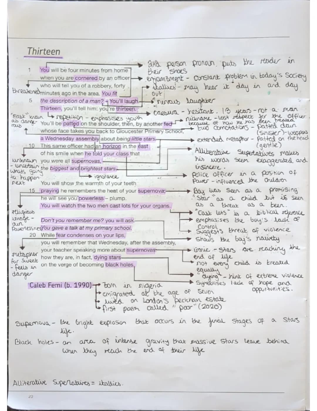 AQA World's and Lives "Thirteen" poem