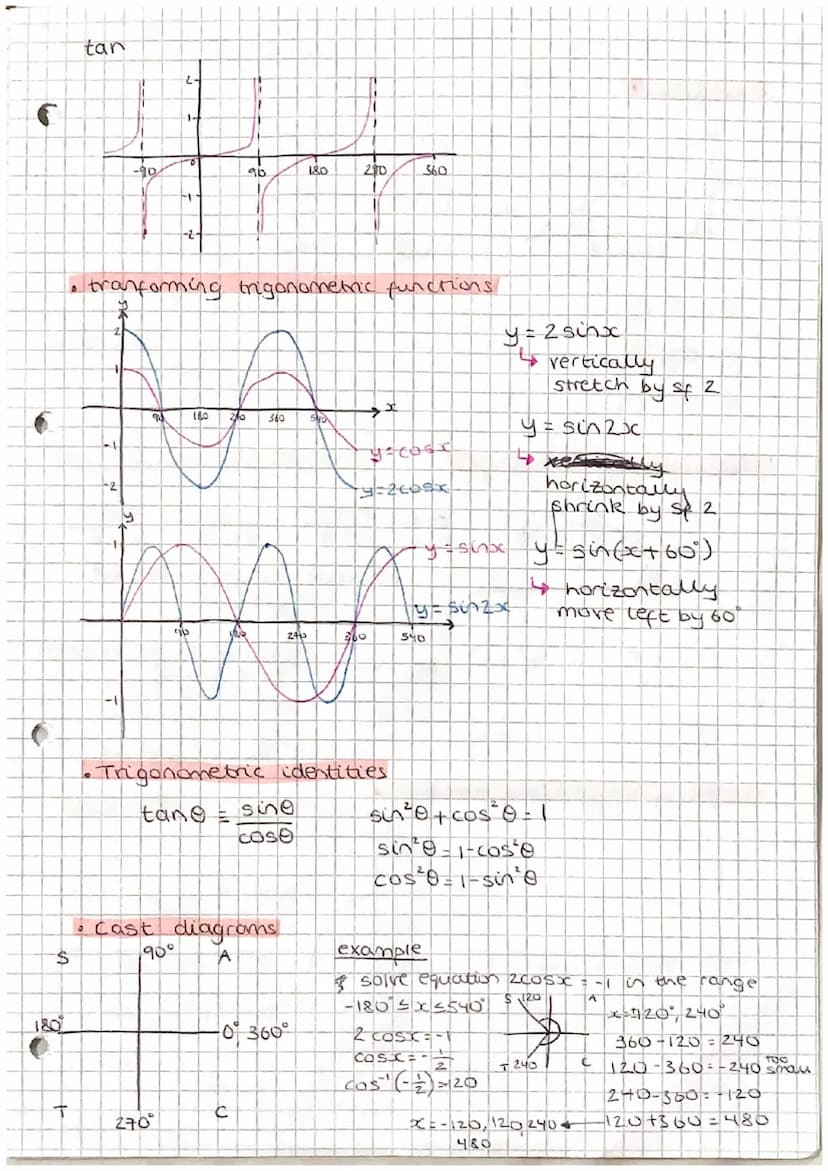 T
Trigonometry
.
• Trigonmetry
opposite
0
adjacent
0 = sin()
0 = cos(a)
9: tan (8)
hypotenuse
1.
B
non-right angled triangles.
area of
trian