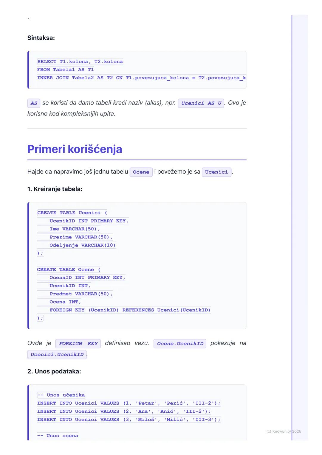 # SQL osnove

Uvod u SQL

SQL je skraćenica za Structured Query Language (Strukturirani jezik za
upite). To je standardni jezik koji se kori