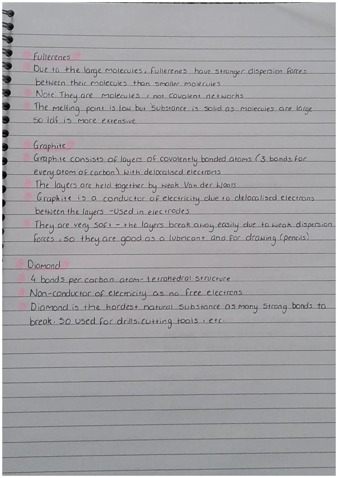 Bonding and Structure Recop
Metallic
All metals have metallic bonding and Structure
Metals Can conduct due to their delocalised electrons.
M