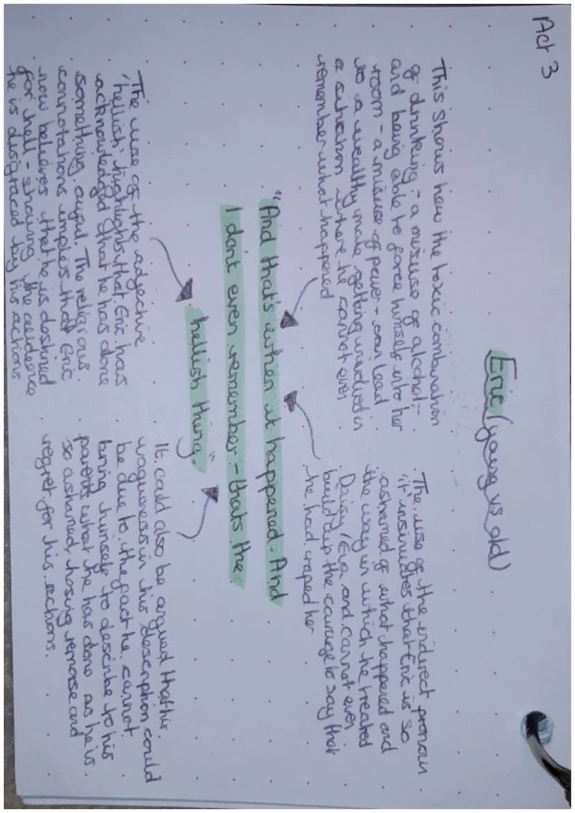 Eric Biding (social responsibility)
The curse of the sheroncal question.
defying his fathe" paints out
the hypocrity of sacking Eva Smith
fo