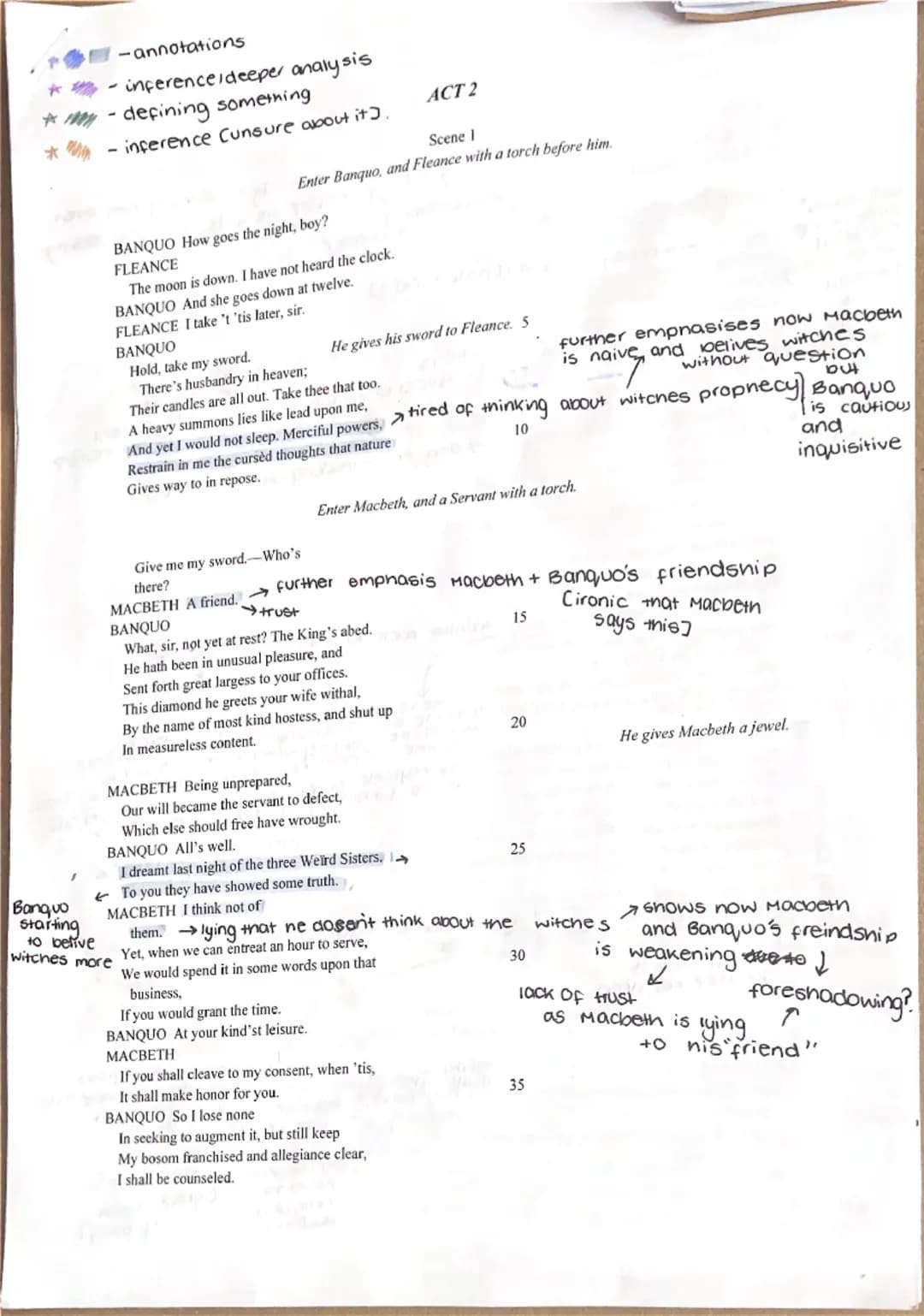 -annotations
* 
*-inference deeper analysis
*y-defining something
* inference Cunsure about it).
ACT 2
Scene 1
Enter Banquo, and Fleance wit