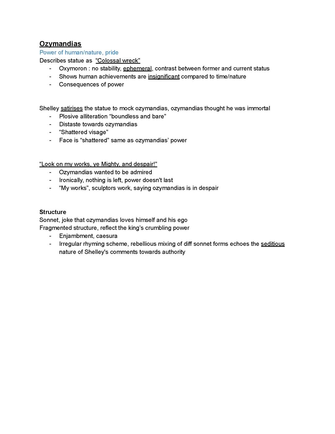 GCSE AQA English Literature Power and Conflict Poetry Notes