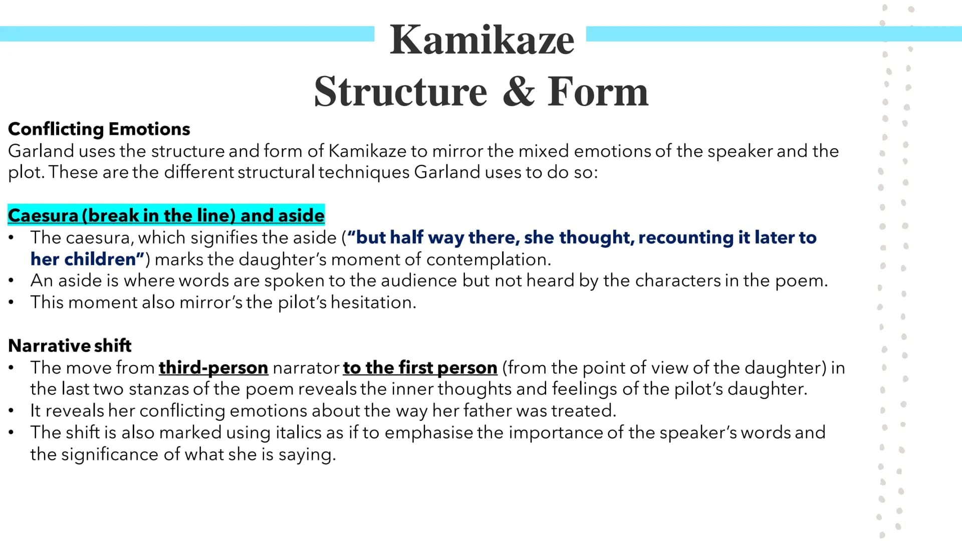 Kamikaze!
Poetry GCSEs Kamikaze
Summary & Key Ideas
In Beatrice Garland's Kamikaze, the speaker describes her father, a Kamikaze pilot, head