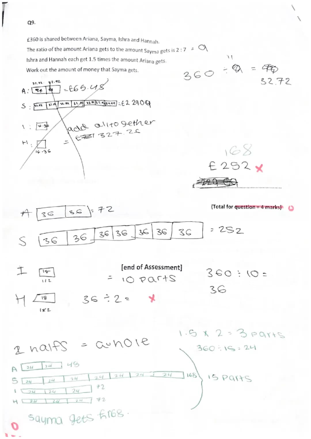 Year 9 Assessment 4
Foundation
Calculator
Name
Teacher
Instructions
•
The time for the
Answer all questi
You are allowed to use a calculator