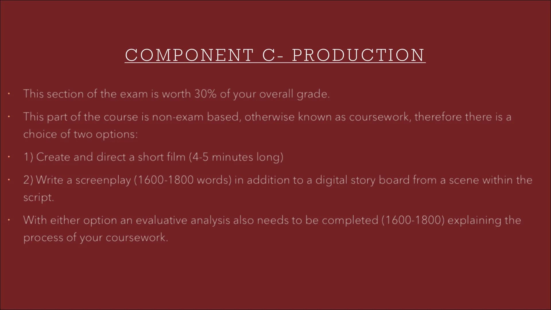 EDUQAS A-LEVEL FILM
STUDIES
Year One Complete Guide CONTENT PAGE
Introduction to the course
Mise-En-Scene
Sound
Cinematography
Editing
Perfo