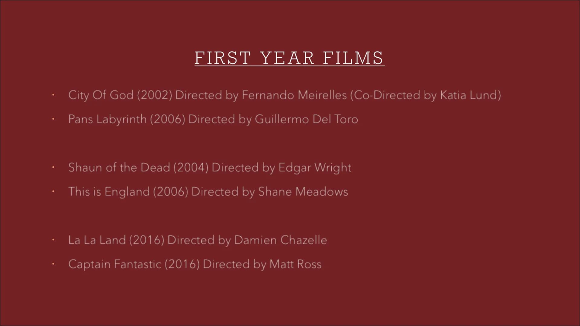 EDUQAS A-LEVEL FILM
STUDIES
Year One Complete Guide CONTENT PAGE
Introduction to the course
Mise-En-Scene
Sound
Cinematography
Editing
Perfo