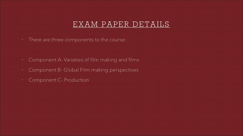 EDUQAS A-LEVEL FILM
STUDIES
Year One Complete Guide CONTENT PAGE
Introduction to the course
Mise-En-Scene
Sound
Cinematography
Editing
Perfo