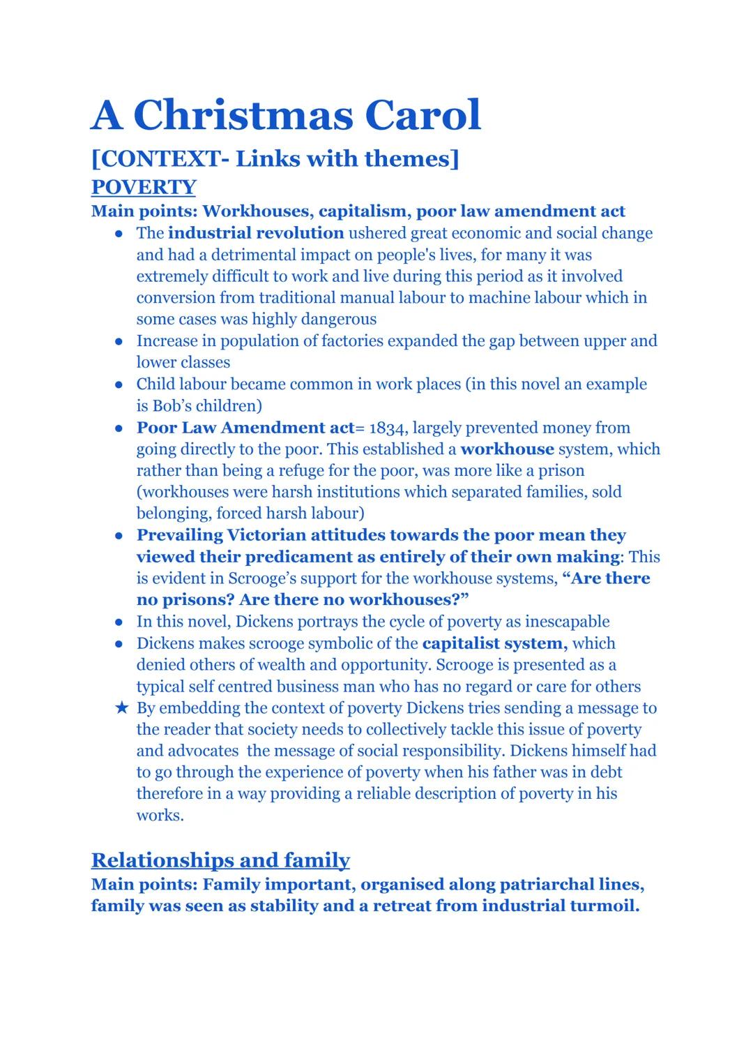 Grade 8-9 GCSE christmas carol notes