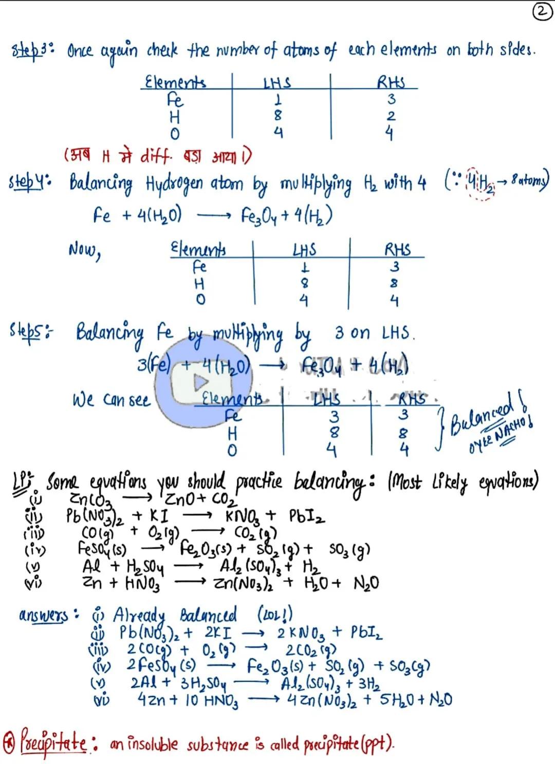 BEST
NOTES
+
Pris
Chemical
Reactions
and
Equations
(!! Chemical Equation
1- Balancing Chemical Equation
characteristics of Chemical Reaction