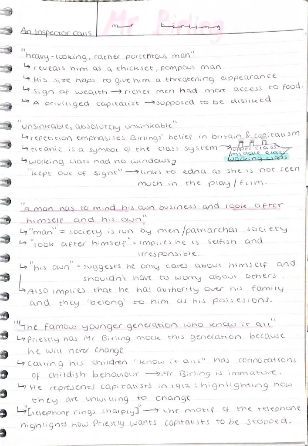 An inspector calls - Mr Birling quote analysis