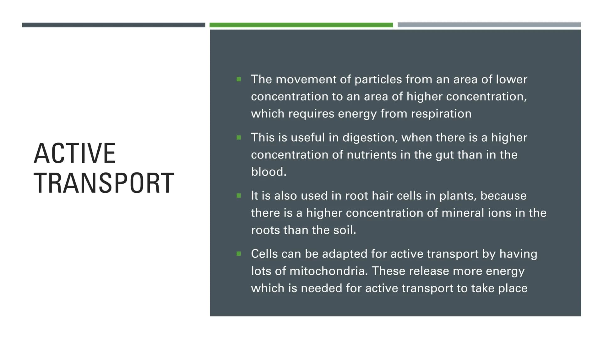 DIFFUSION,
OSMOSIS
AND
ACTIVE
TRANSPORT DIFFUSION
The net movement of particles from an area of high
concentration to an area of low concent