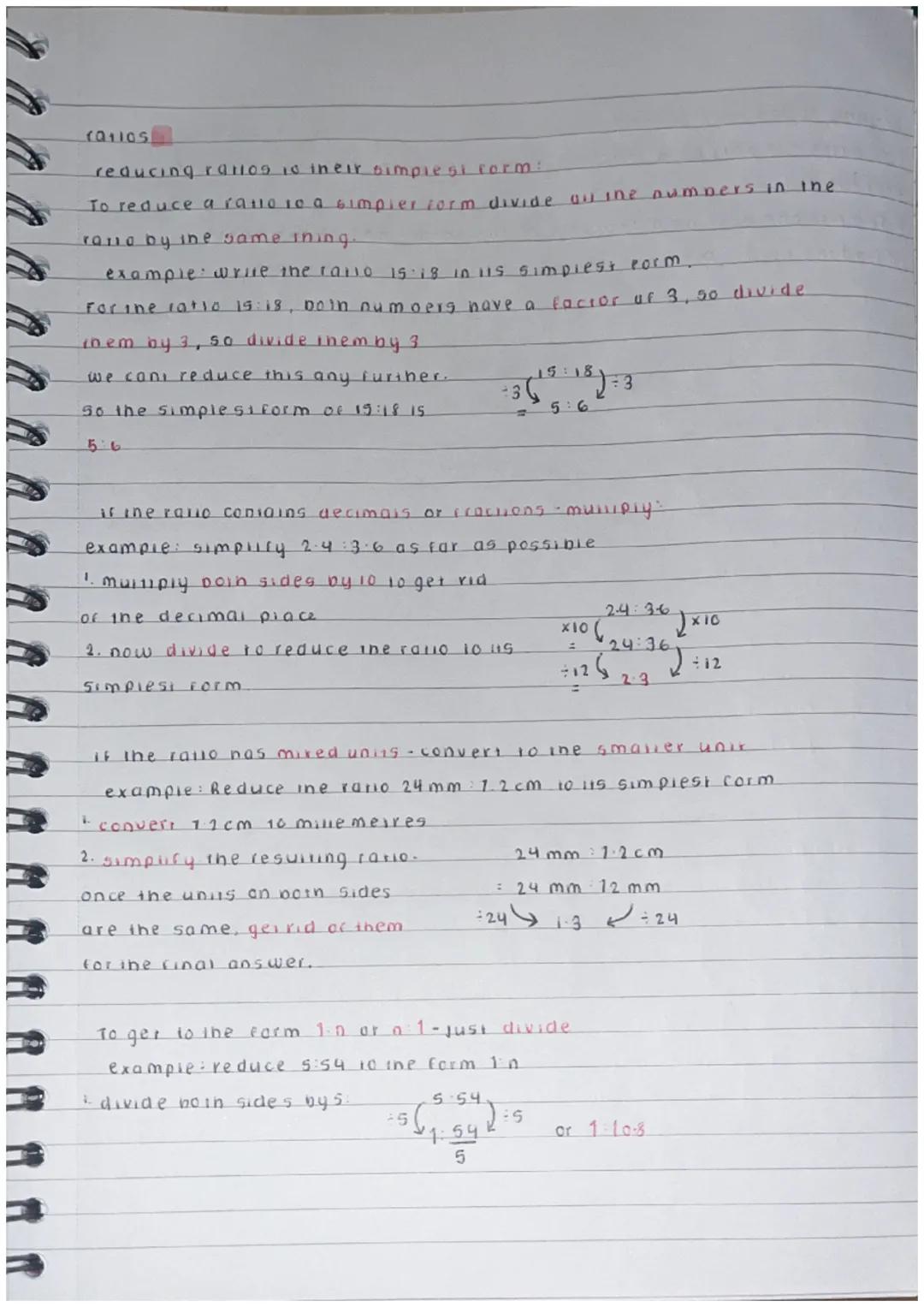(0110s
reducing ratios 10 ineir simplest form:
To reduce a ratio to a simpler form divide quine numbers in the
ratio by the same ining.
exam