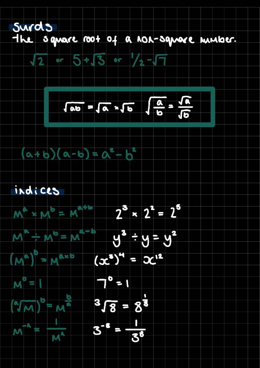 Surds and indices